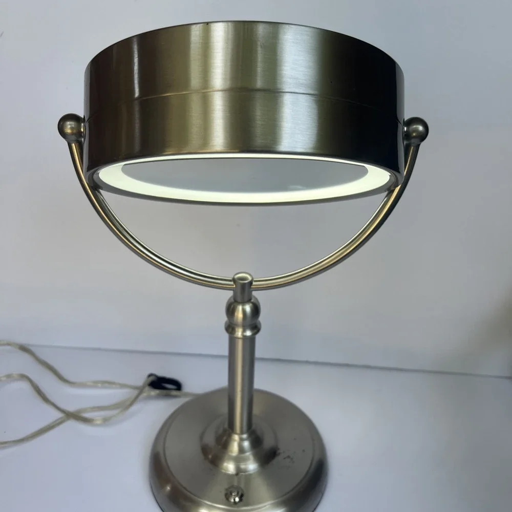Intertek Nickel Brushed Magnifying Makeup Mirror Double Sided Light Up 18 X6